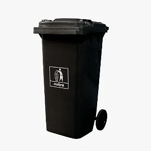 Coletora Plástica c/ Rodas - 120l - Preta- Mod. Europeu - Nobre