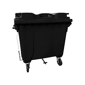 Container Plástico 1000 Litros Preto Com Pedal