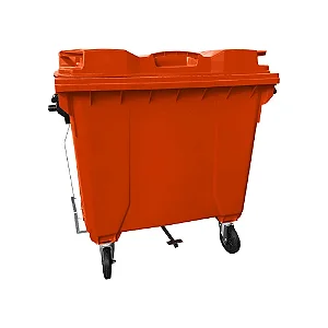Container Plástico 1000 Litros Laranja Com Pedal
