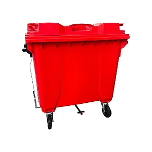 Container Plástico 1000 Litros Vermelho Com Pedal