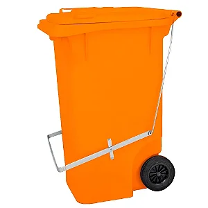 Carro Coletor 240 Litros Laranja Com Pedal