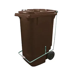 Carro Coletor 240 Litros Marrom Com Pedal