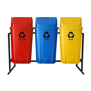 Conjunto Coleta Seletiva de 60L Kit com 03 lixeiras