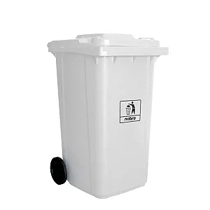 Coletora Plástica Com Rodas - 240 Litros - Branca- Mod. Europeu - Nobre