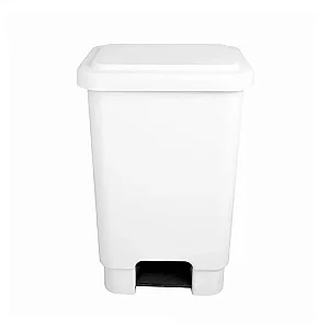 Lixeira Plástica Retangular 100 Litros Com Pedal Branca