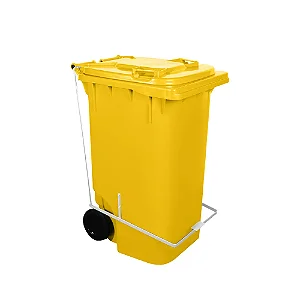 Carro Coletor 240 Litros Amarelo Com Pedal