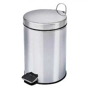Lixeira inox redonda c/pedal 8l. polido Dutra Plásticos