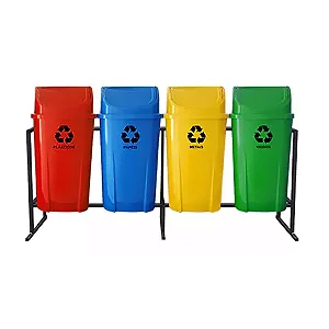Conjunto Coleta Seletiva Dutra Plásticos 60L Kit com 4 Lixeiras.