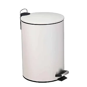Lixeira Inox com Pedal e Tampa Articulável – 20 Litros (Branca)