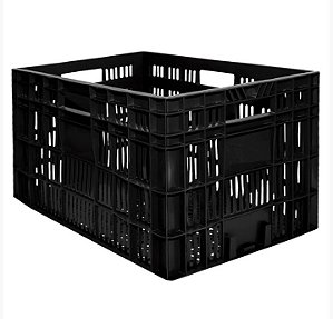 Caixa Plástica Agrícola Vazada - 30kg 60 Litros PRETA