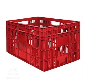 Caixa Plástica Agrícola Vazada - 30kg 60 Litros VERMELHA
