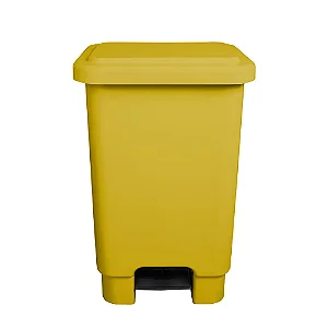 Lixeira Plástica Retangular 15 litros Amarelo Com Pedal