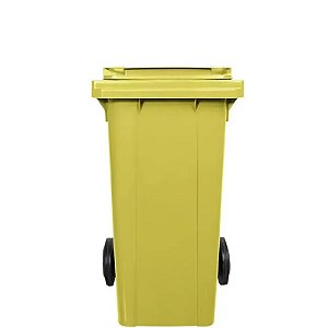 Contêiner de Lixo ou Lixeira Com Rodas 120 Litros Amarelo