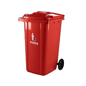 Coletora Plástica Com Rodas - 240 Litros - Vermelha - Mod. Europeu - Nobre