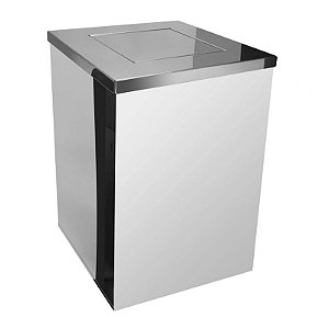Lixeira Quadrada Com Tampa Vai-Vem em Aço Inox 36L Binnox