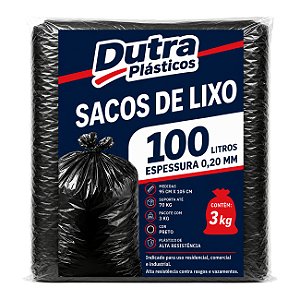Saco para Lixo 100 Litros Preto – Espessura 0,20 mm Pacote com (3 kg)
