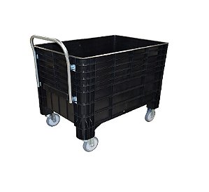 Caixa Plástica 372 Litros Preta Completa Com Puxador Frontal Sem Tampa