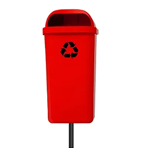Lixeira Papeleira Dutra Plásticos Com Poste 50 Litros Vermelha