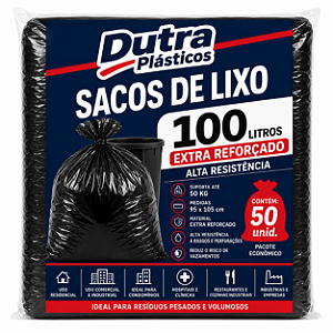 Saco para Lixo 100 Litros Preto 95x105 cm – Extra Reforçado (5Kg)