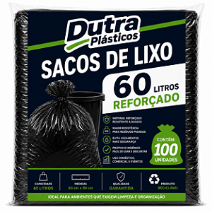 Saco para Lixo 60 Litros Reforçado – Pacote com 100 Unidades