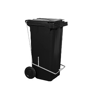 Carro Coletor 120 Litros Preto Com Pedal