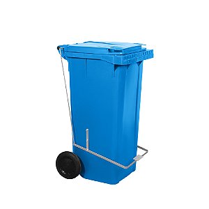 Carro Coletor 120 Litros Azul Com Pedal
