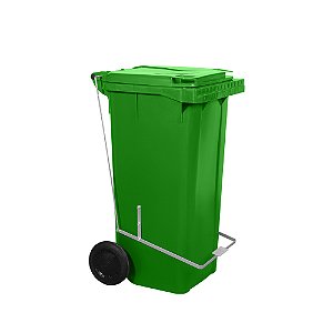 Carro Coletor 120 Litros Verde Com Pedal