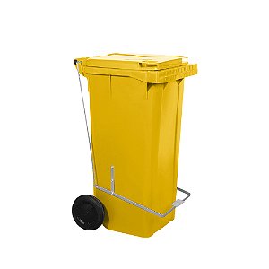 Carro Coletor 120 Litros Amarelo Com Pedal