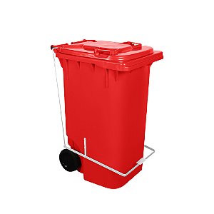 Carro Coletor 240 Litros Vermelho Com Pedal