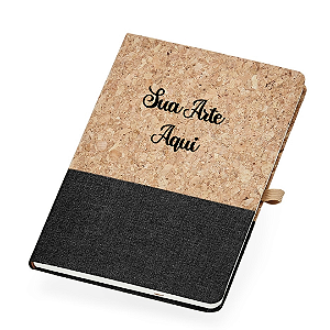 Caderneta Agenda A5 Cortiça Personalizado - Preta