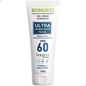 GEL FACIAL FPS 60 100G BONUCCI PROTRÇÃO DE ALTO DESEMPENHO TOQUE SECO OIL-FREE LEVE TEXTURA INVISIVÉL