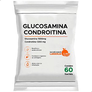 Glucosamina 1500mg + Condroitina 1200mg 60 sachês Sabor Laranja