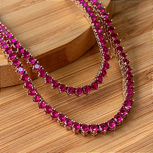 COLAR RIVIERA 3 PONTAS PINK