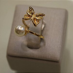 ANEL BORBOLETA COM PÉROLA