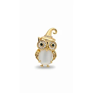 BROCHE CORUJA OLHO DE GATO BAGHETE ZC