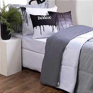 Kit Edredom Linho Colorful Solteiro cor:Cinza (3002-10)