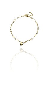 Tornozeleira Corrente de Coração Com Pingente De Coração Banhado em Ouro 18k