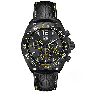 TAG Heuer F1 Chronograph Senna Preto Couro 43mm