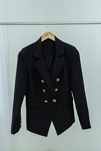 Blazer Feminino Alfaiataria Lapela Redonda Preto