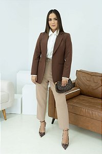Max Blazer Feminino Alfaiataria Marrom