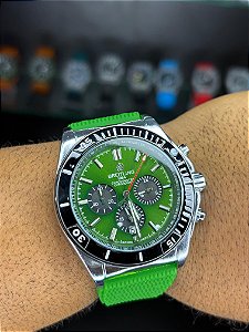 Breit. Chronometre Emborrachado verde
