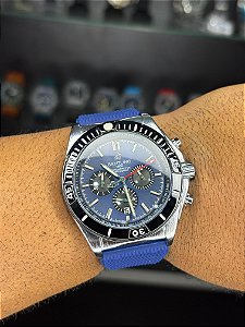 Breit. Chronometre Emborrachado Azul