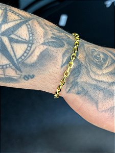 PULSEIRA ELO CADEADO- 4 MM