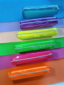 Estojo Escolar PVC - Color Neon  20x5x3,5 cm