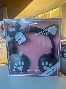 Fone de Ouvido Infantil Bluetooth Patinhas - Preto