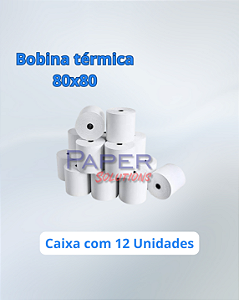 Bobina Térmica 80x80 para Impressora e PDV - Caixa com 12 Unidades