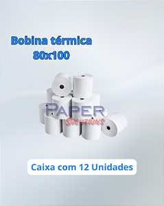 Bobina Térmica 80x100 para Impressora e PDV - Caixa com 10 Unidades