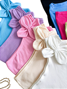 Cropped Feminino Ombro Único com Flor Rosalia Ref. 1182