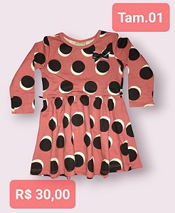 Vestido Infantil Manga Longa Feminina Tamanho 1