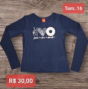 Blusa juvenil manga longa - Tamanho 16